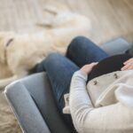 woman meditating at home